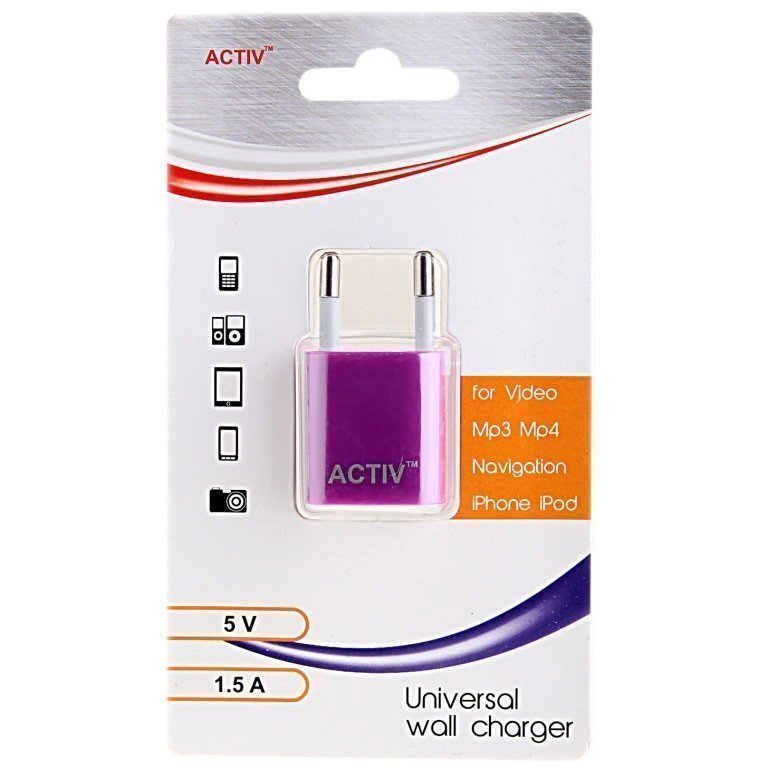 Сетевой адаптер Activ TAU1-1.5A-01 кубик фиолетовый