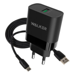 СЗУ WALKER WH-35 1 разъем USB QC3.0 3A, 15W + кабель Type-C, черное