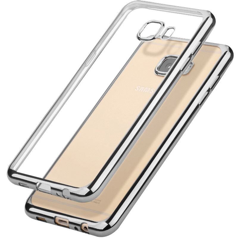 Накладка силиконовая прозрачная Samsung G570/J5 Prime ОБОДОК серебро