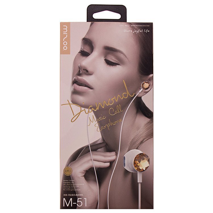 Гарнитура MP3 Misoo M51 белая с золотыми стразами