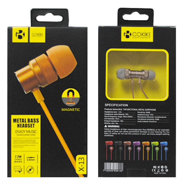 Гарнитура MP3 Cokike X13 магнитная коричневая