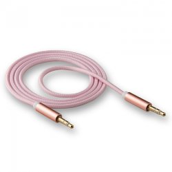 AUX кабель 3,5 * 3.5 WALKER WCA-174 ткань в пакете розовый