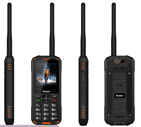 Мобильный телефон Olmio X15 (2 Sim, microSD, BT, FM, 2500 mAh, IP68, Рация), black/orange