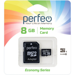 Perfeo microSD 8GB High-Capacity (Class 10) с адаптером Economy Series