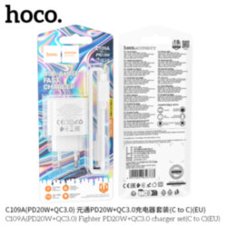 СЗУ HOCO C109A, 1*PD20W + 1*USB QC3.0 18W + кабель Type-C на Type-C, белое