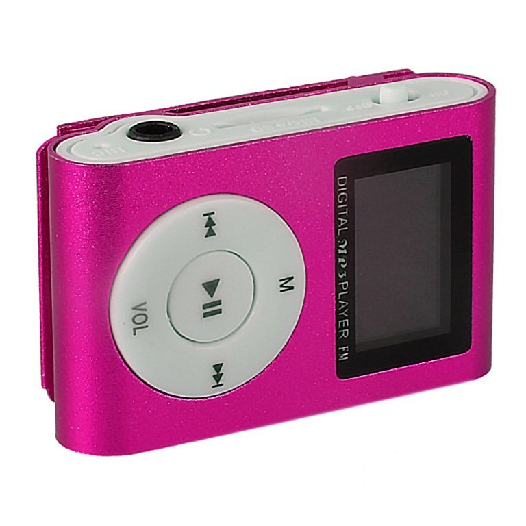 MP3 плеер Shuffle c дисплеем + FM розовый