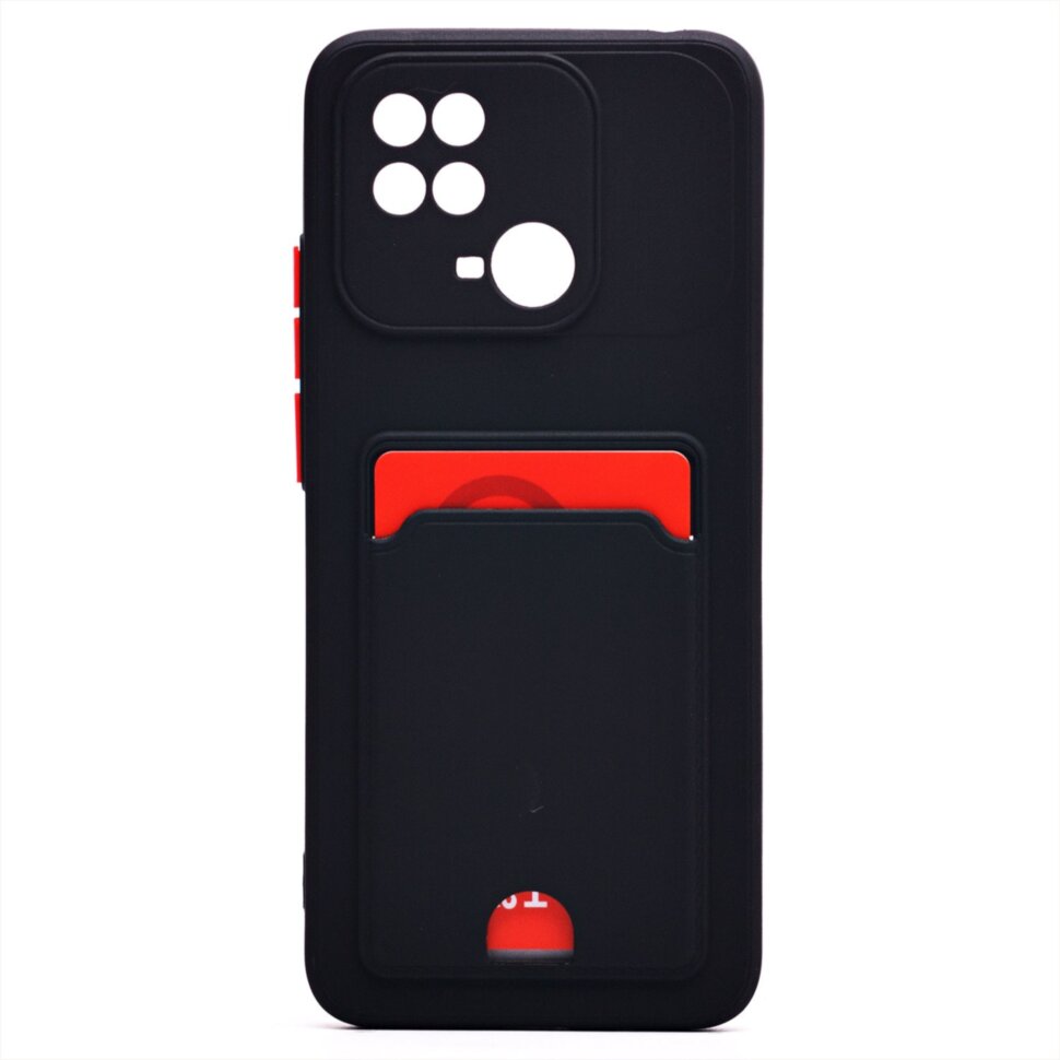 Накладка BUTTON Samsung A15, с визитницей, черная