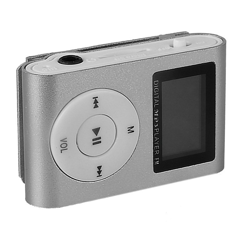 MP3 плеер Shuffle c дисплеем  + FM серебро