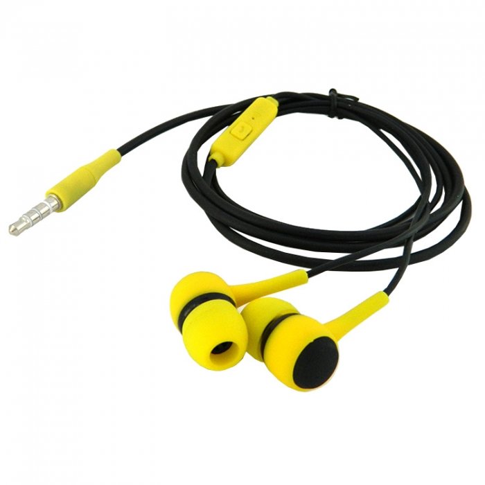 Гарнитура MP3 WALKER H530 желтая (круглый черный провод)