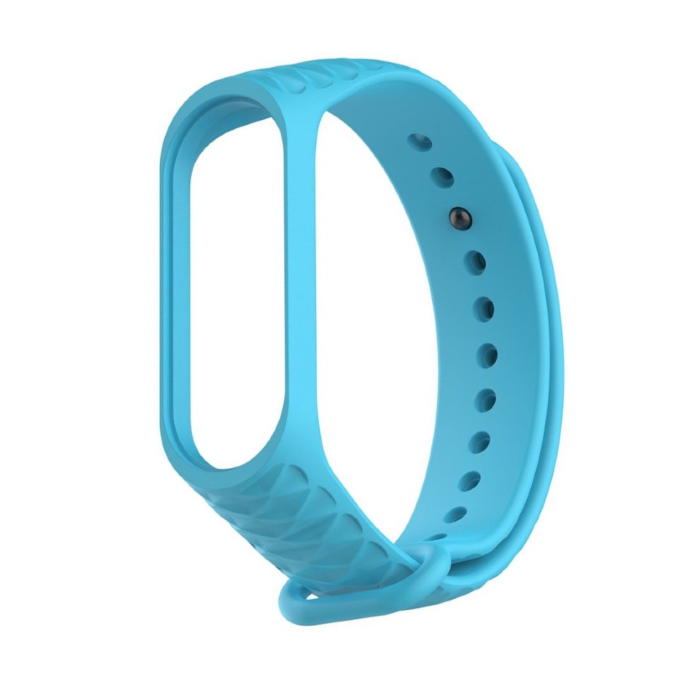 Ремешок силиконовый для Xiaomi Mi Band 3/4 Рельеф небесно-голубой