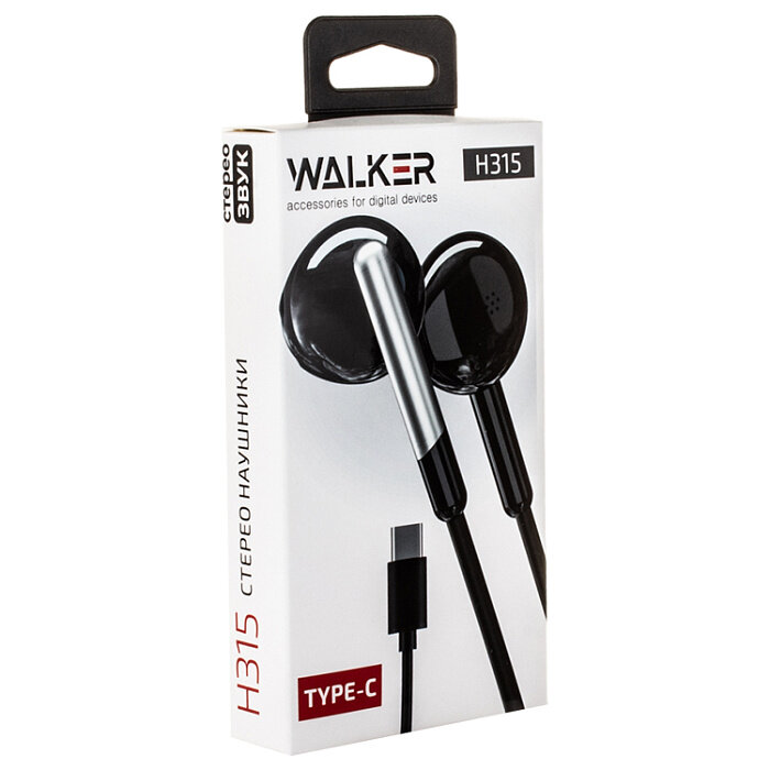 Гарнитура MP3 WALKER H315, TYPE-C, черная