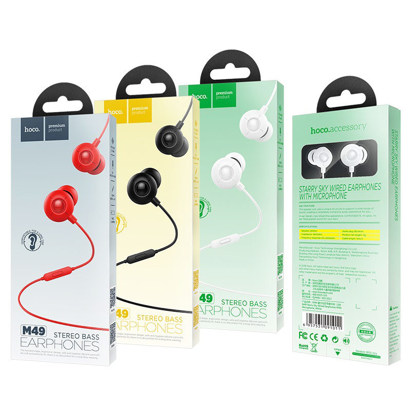 Гарнитура HOCO M49 Starry Sky Universal Earphone with Mic черная