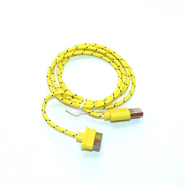 USB кабель на iPhone 4 ткань желтый