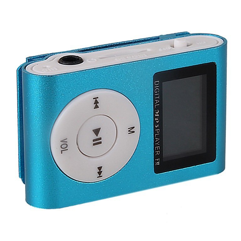 MP3 плеер Shuffle c дисплеем + FM синий