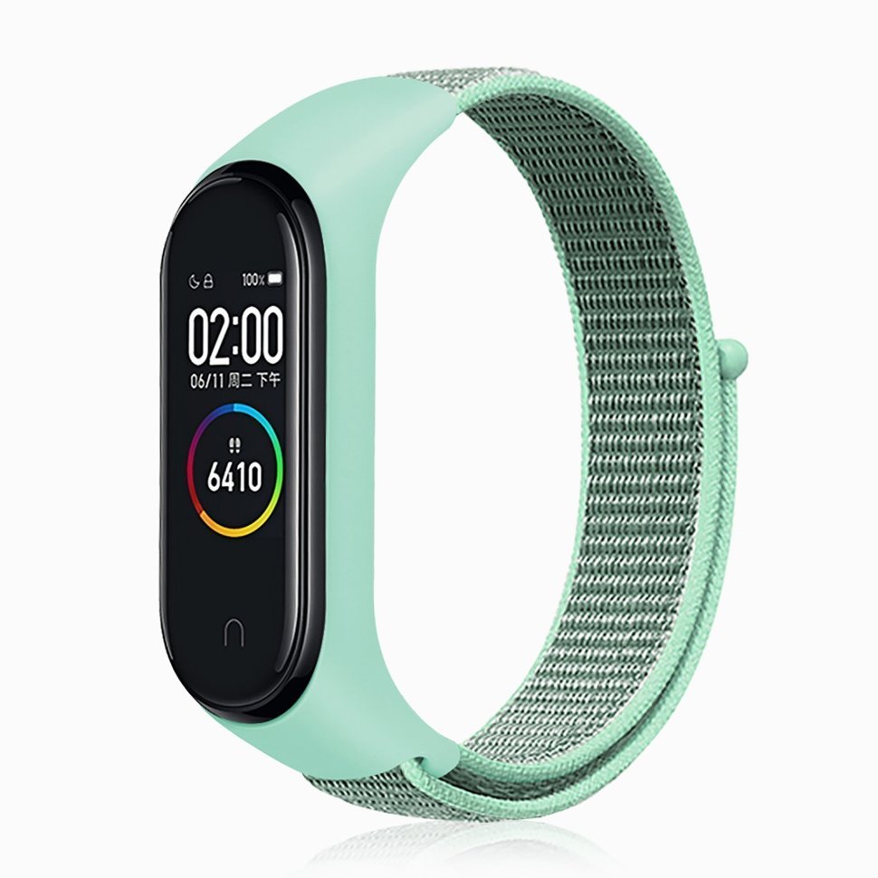 Ремешок силиконовый для Xiaomi Mi Band 3/4 спортивный, на липучке голубой