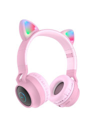 Гарнитура Bluetooth HOCO W27 Cat ear полноразмерная, розовая
