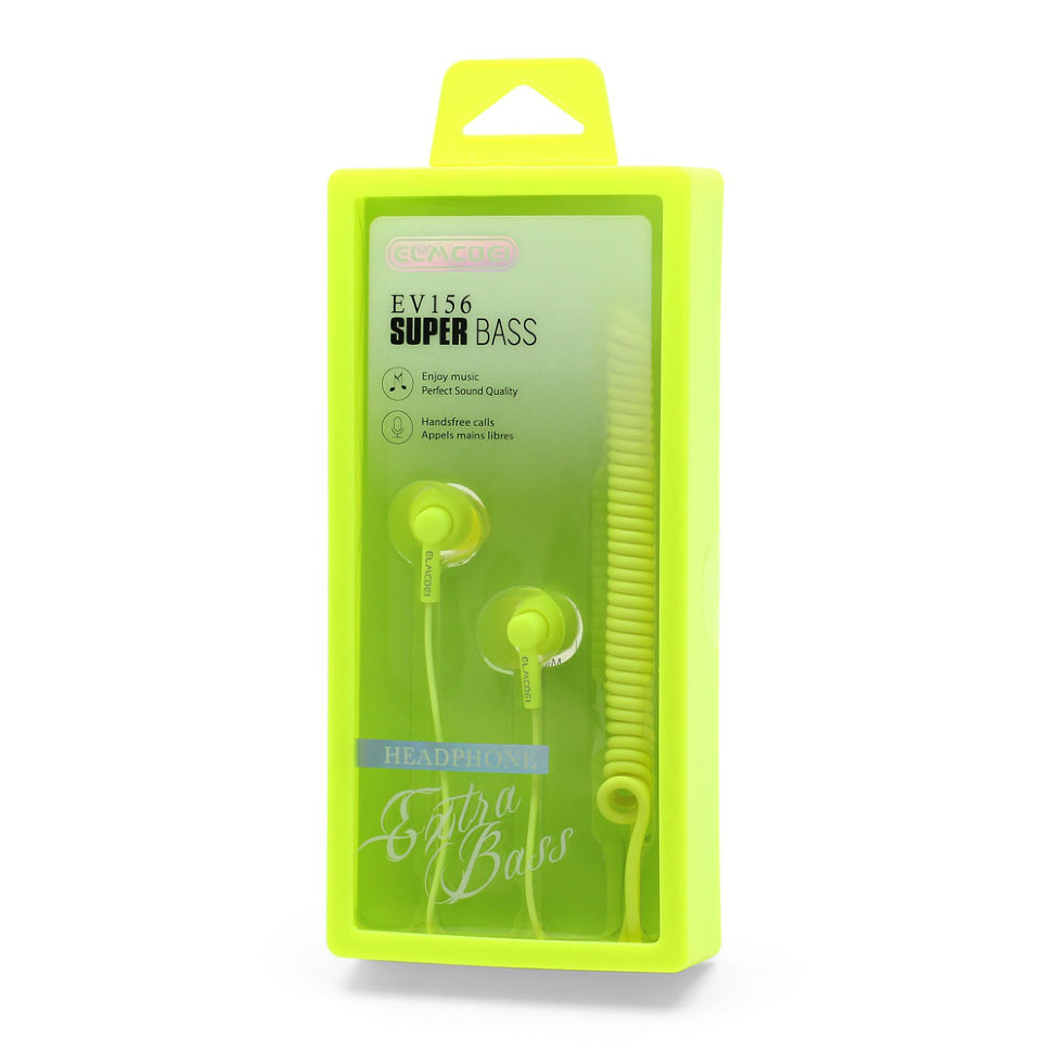 Гарнитура MP3 Elmcoei EV-156 с кнопкой ответа зеленая
