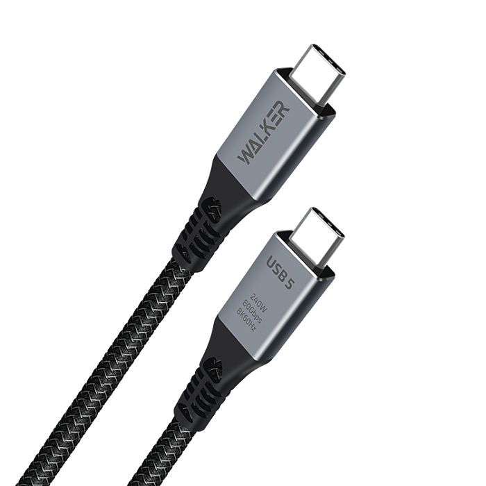Кабель Type-C - Type-C WALKER C996, 240W, совместим с Thunderbolt 5, черный