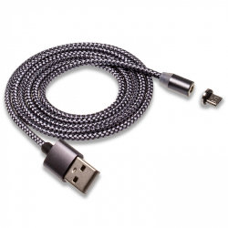 Кабель USB - MicroUSB WALKER C590 магнитный с индикатором, темно-серый