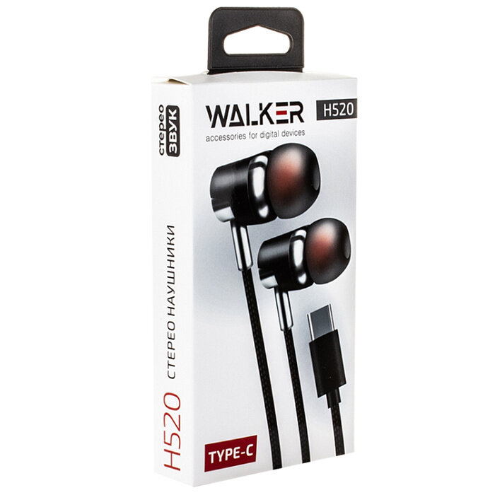 Гарнитура MP3 WALKER H520, TYPE-C, черная