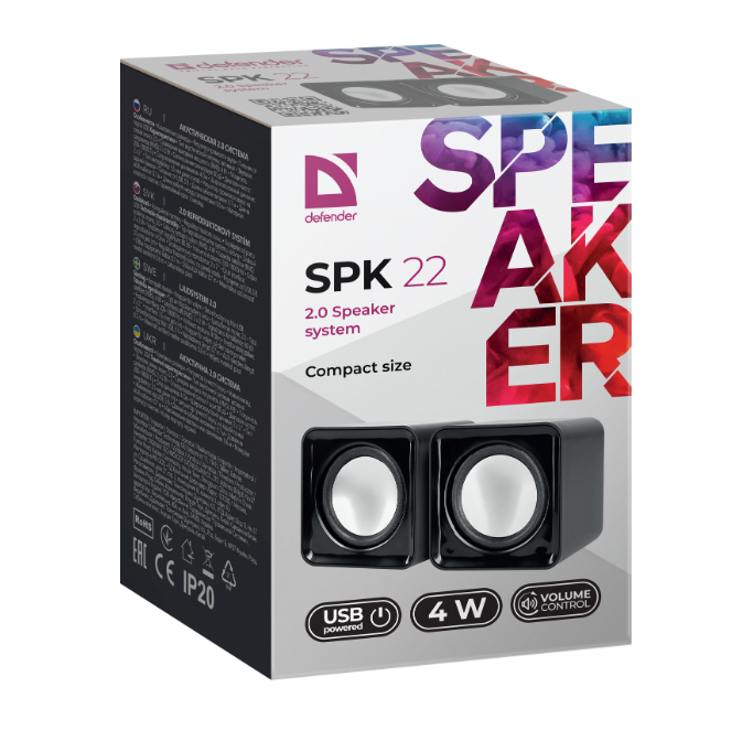 Колонки для компьютера Defender SPK-22 4Вт, черные