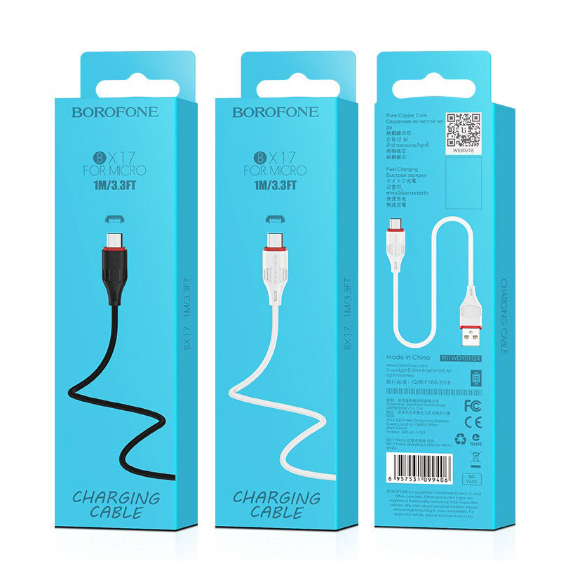 Кабель USB - MicroUSB Borofone BX17 Enjoy 1M черный