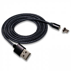 Кабель USB - MicroUSB WALKER C590 магнитный с индикатором, черный