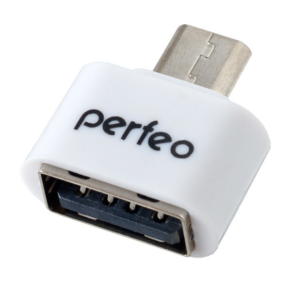 Адаптер Perfeo USB-мама - microUSB (OTG) PF-VI-O003 белый