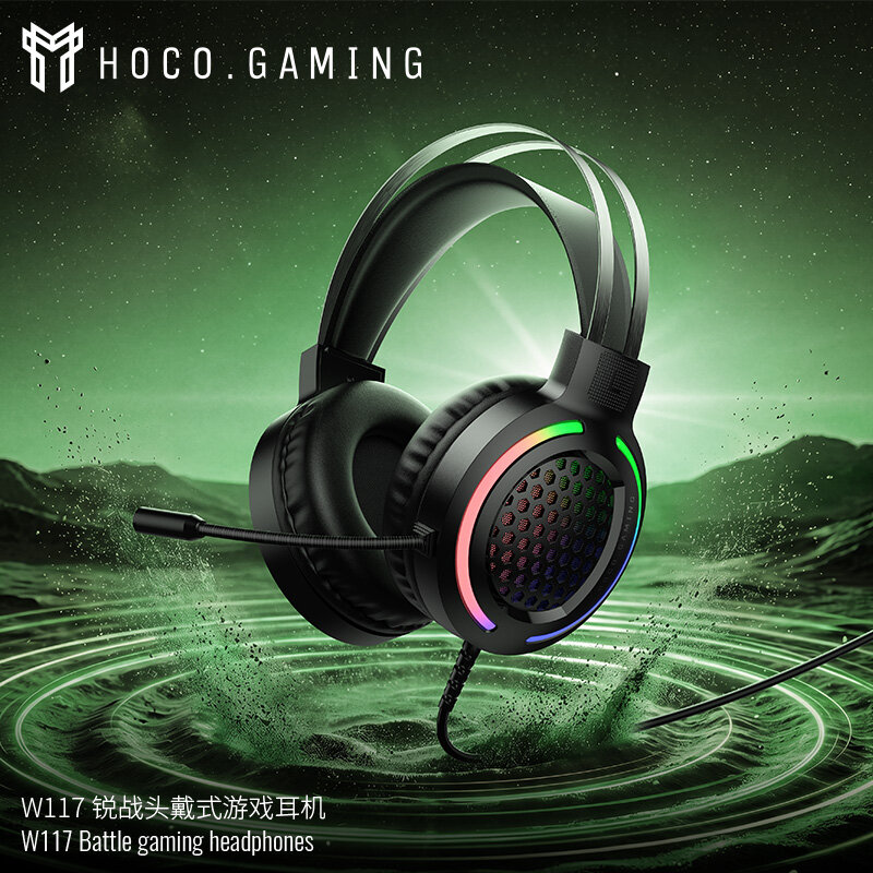 Гарнитура HOCO W117 проводная полноразмерная игровая, черная