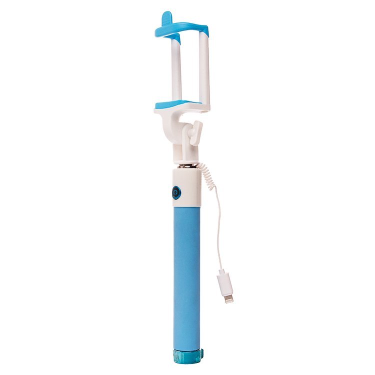 Селфи штатив Monopod Color Lightning 77 см (кабель iPhone 5) голубой