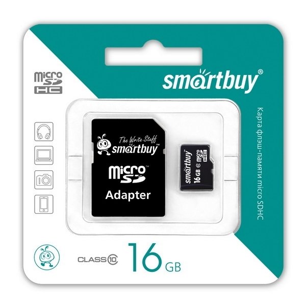 SmartBuy microSD 16GB High-Capacity (Class 10) с адаптером COMPACT