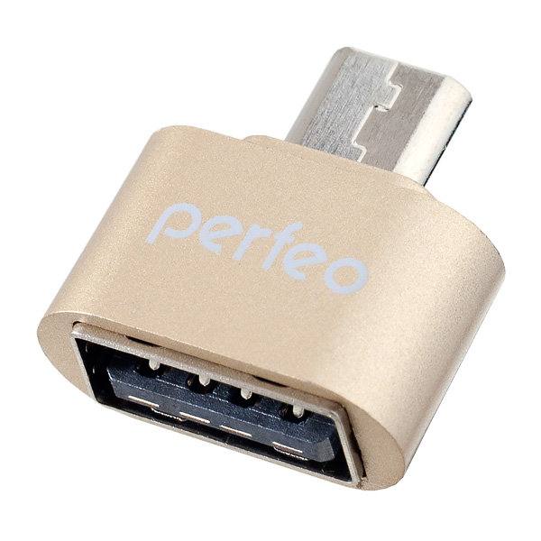 Адаптер Perfeo USB-мама - microUSB (OTG) PF-VI-O003 золото