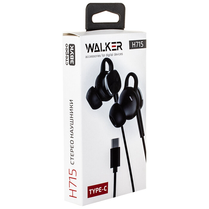 Гарнитура MP3 WALKER H715, TYPE-C, черная
