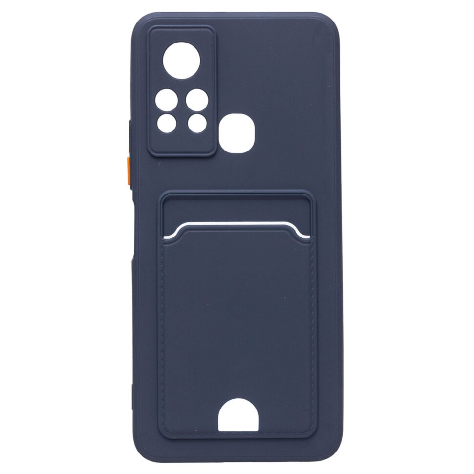 Накладка BUTTON Tecno Spark Go 1/POP 9, с визитницей, темно-синяя