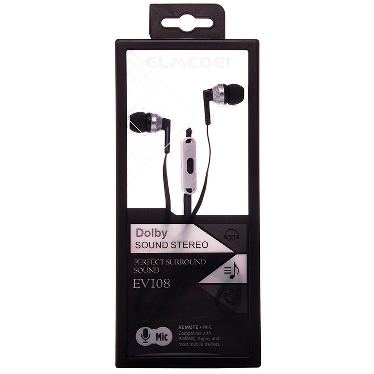 Гарнитура MP3 Elmcoei EV108 Dolby с кнопкой ответа черная