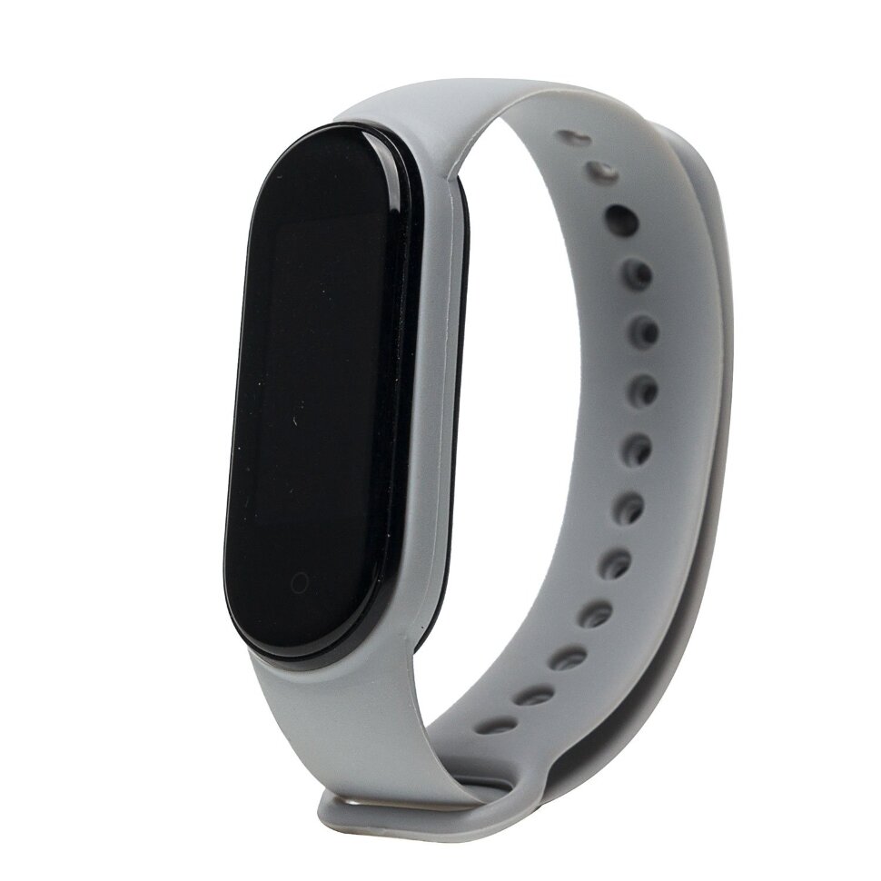 Ремешок силиконовый для Xiaomi Mi Band 5/6 светло-серый