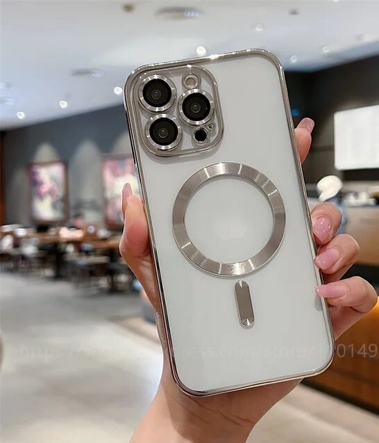 Накладка силикон ElectroFlex Magsafe для Apple iPhone 16 PRO MAX, серебро
