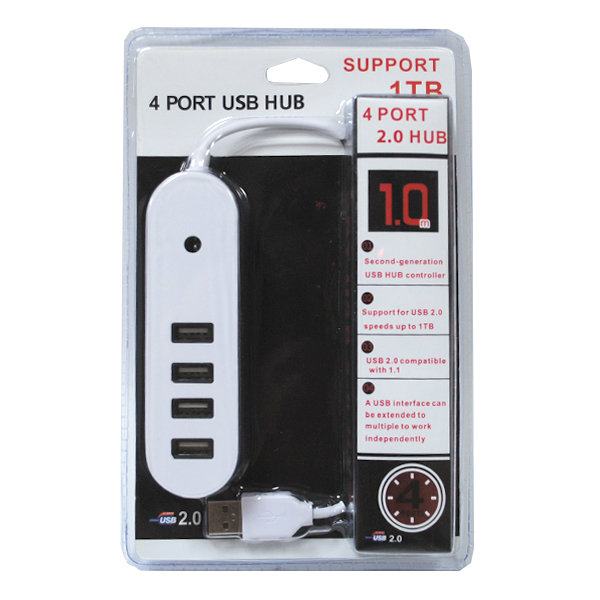 USB HAB 4 порта закругленный белый