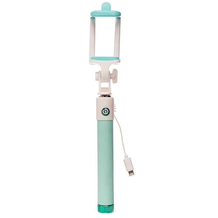 Селфи штатив Monopod Color Lightning 77 см (кабель iPhone 5) мята