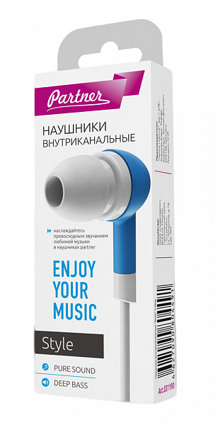 Наушники MP3 Partner Style бело-голубые