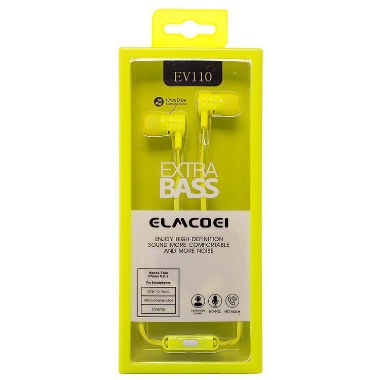 Гарнитура MP3 Elmcoei EV110 с кнопкой ответа зеленая