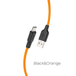 Кабель USB - MicroUSB HOCO X21 Plus 1M черно-оранжевый