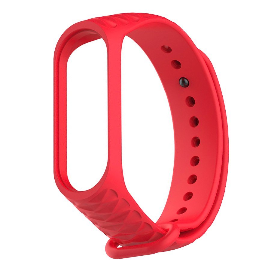 Ремешок силиконовый для Xiaomi Mi Band 3/4 Рельеф красный