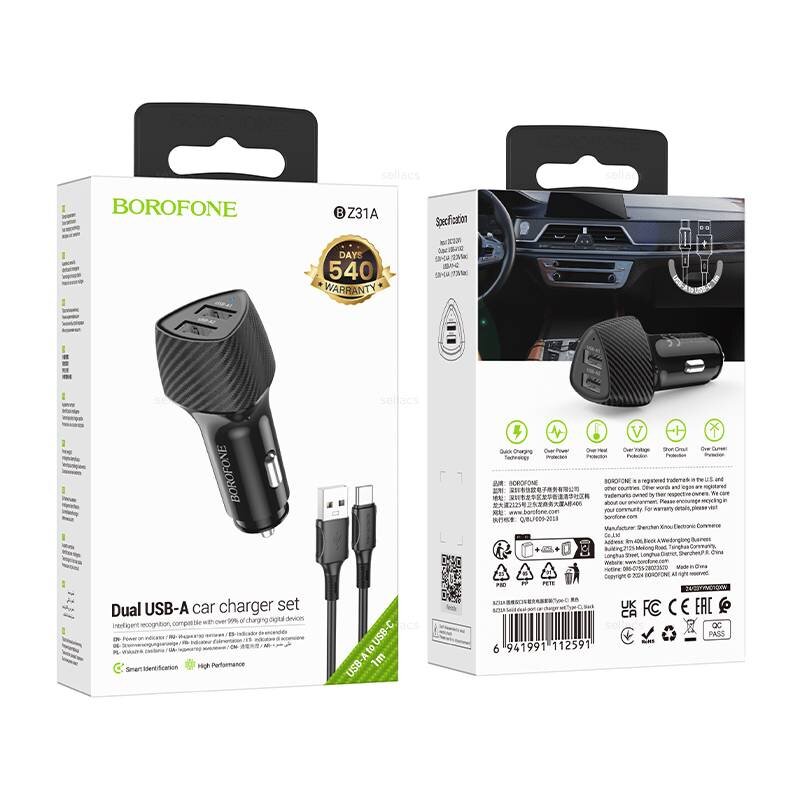АЗУ Borofone BZ31B Solid, 1*PD30W + кабель Type-C на Type-C, черное
