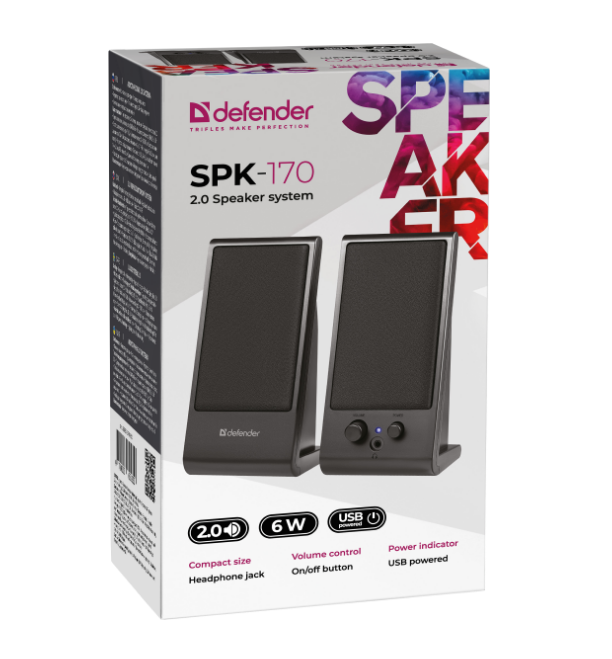 Колонки для компьютера Defender SPK-170 4Вт, черные