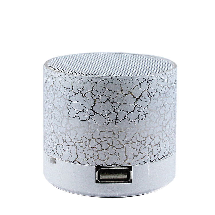 Колонка Bluetooth круглая светящиеся S10 LED mini (USB+microCD) белая