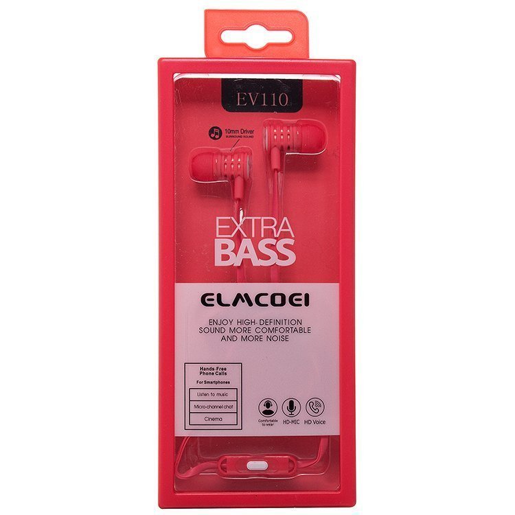 Гарнитура MP3 Elmcoei EV110 с кнопкой ответа розовая