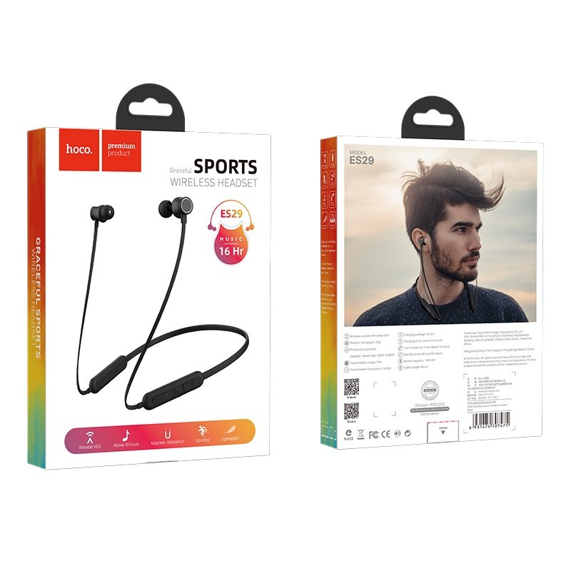 Гарнитура HOCO ES29 Bluetooth, вакуумная, черная