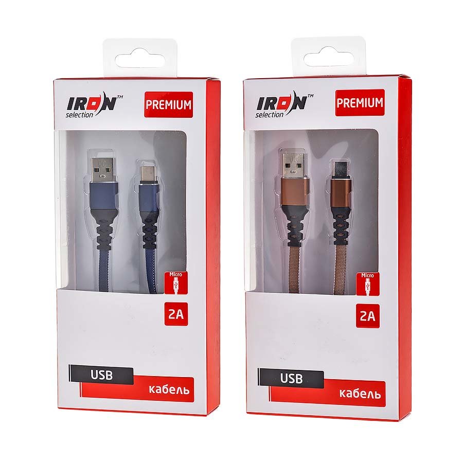 Кабель USB - Type-C IRON Selection PREMIUM ZT-11t 2A текстиль плоский синий