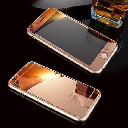 Стекло цветное защитное ЗЕРКАЛЬНОЕ на дисплей iPhone 5 на 2 стороны розовое золото
